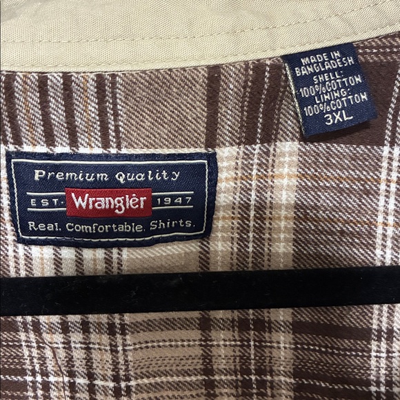 Wrangler DAD 100% Cotton Vintage Khaki Shirt Jacket with Plaid Lining 3X Shirt - Picture 3 of 11